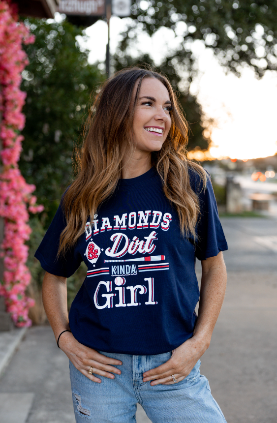 K&C Diamonds & Dirt Kinda Girl - Short Sleeve (Navy)