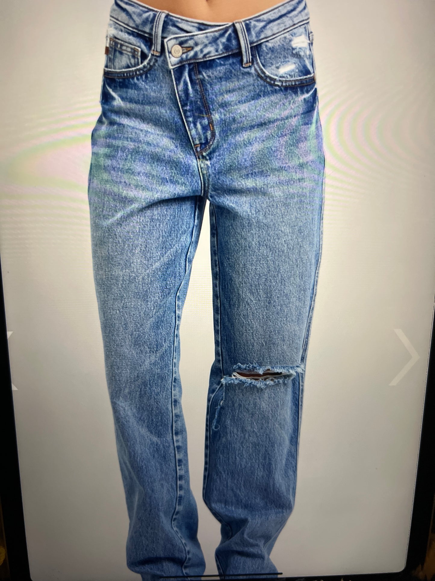 JB 88883REG RIGID MIGIC CRISS-CROSS W/B DESTROY & KNEE RIP DAD JEAN