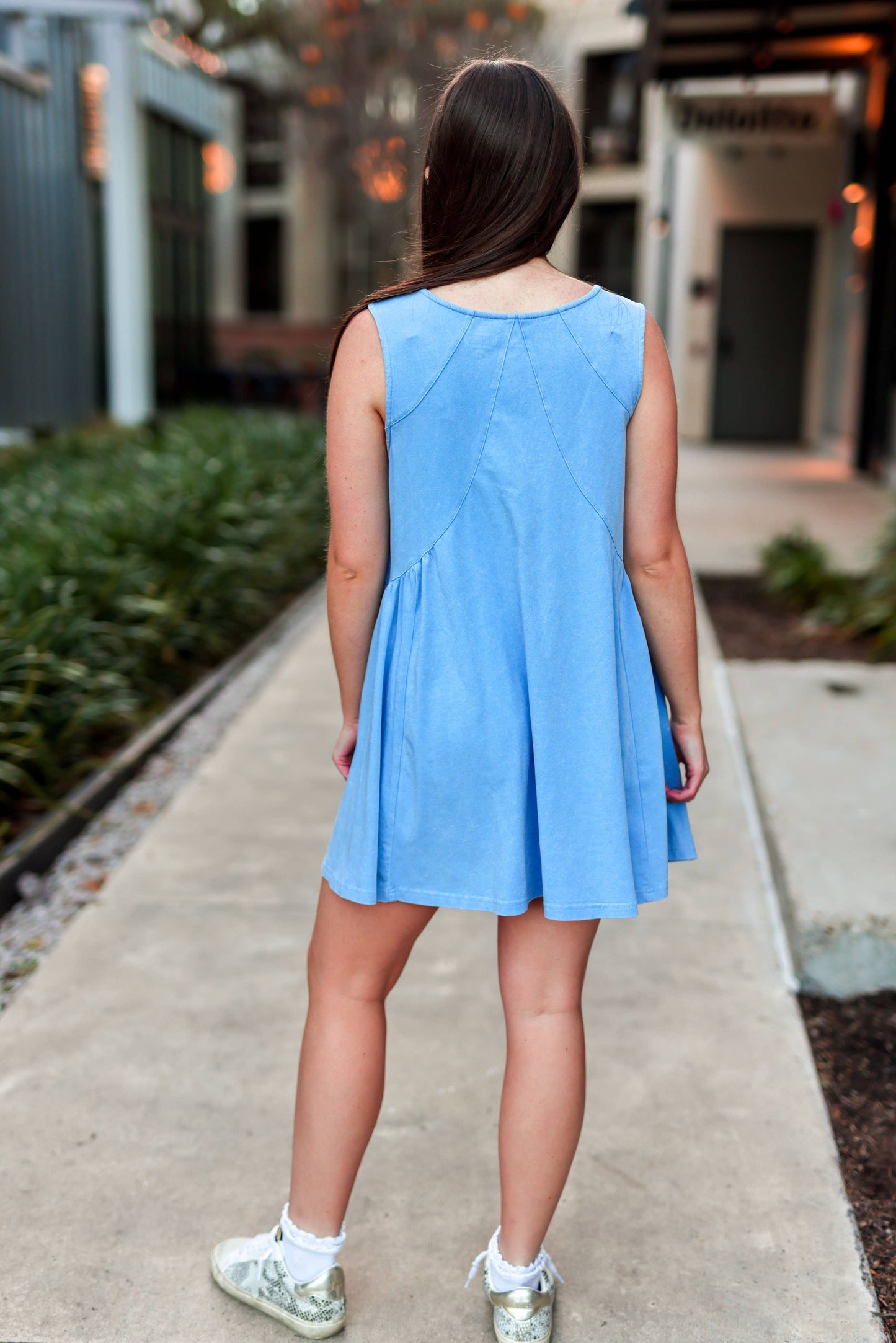 Women's Dress – On The Daily Swing Dress – Periwinkle