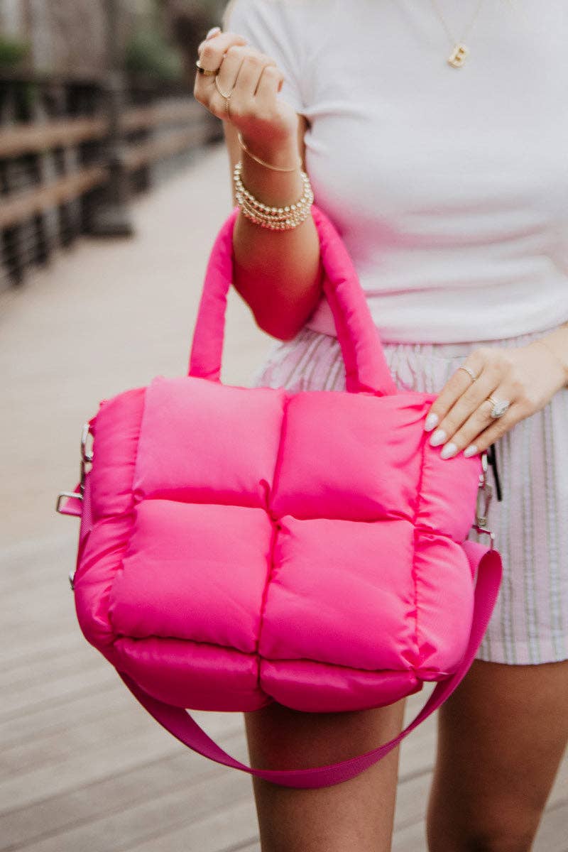 Hot Pink Puffer Tote Mini