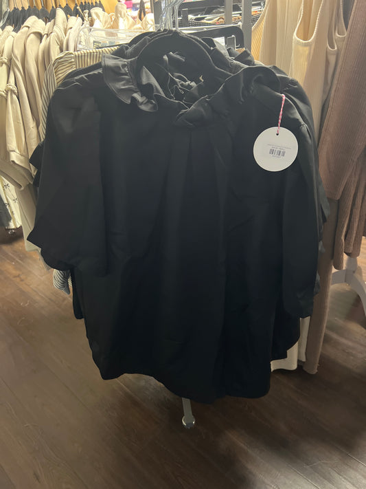 UMGEE K9171 BLACK RUFFLE TIE NECK SS