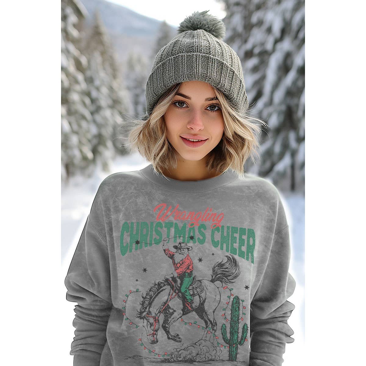 CHRISTMAS CHEER MINERAL GRAPHIC SWEATWHIRTS