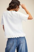 EASEL ET29433 IVORY SHORT SLVS KNITTED SWEATER