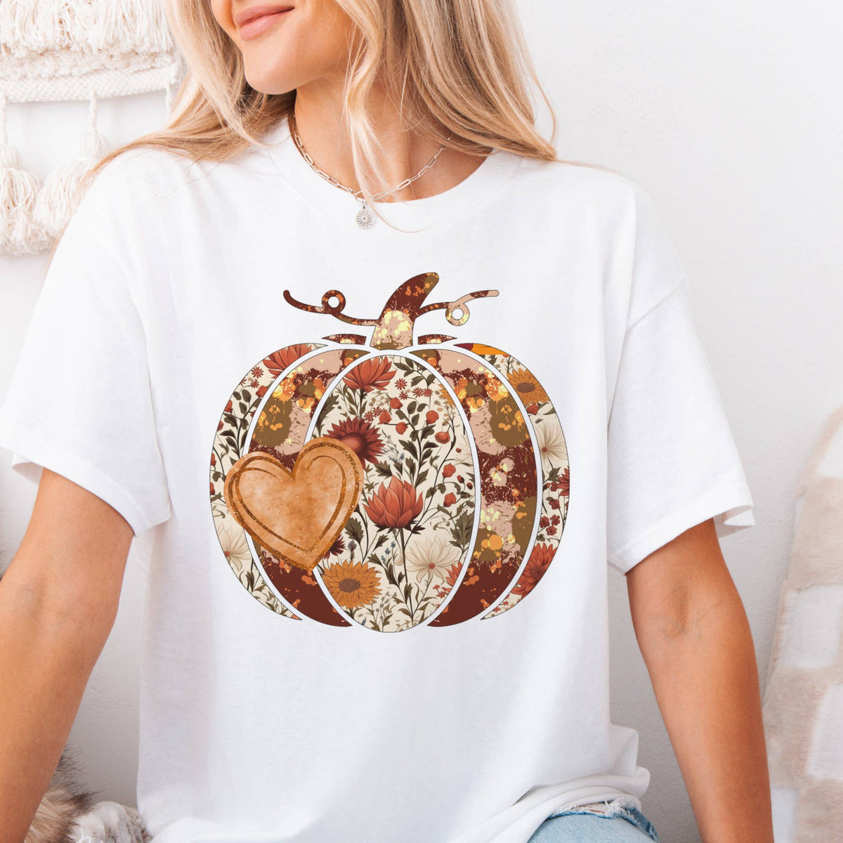 Fall Pumpkin Autumn Floral Farmers Graphic Tee