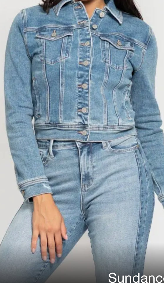 JB-7877-CLASSIC VINTAGE WASH DENIM JACKET