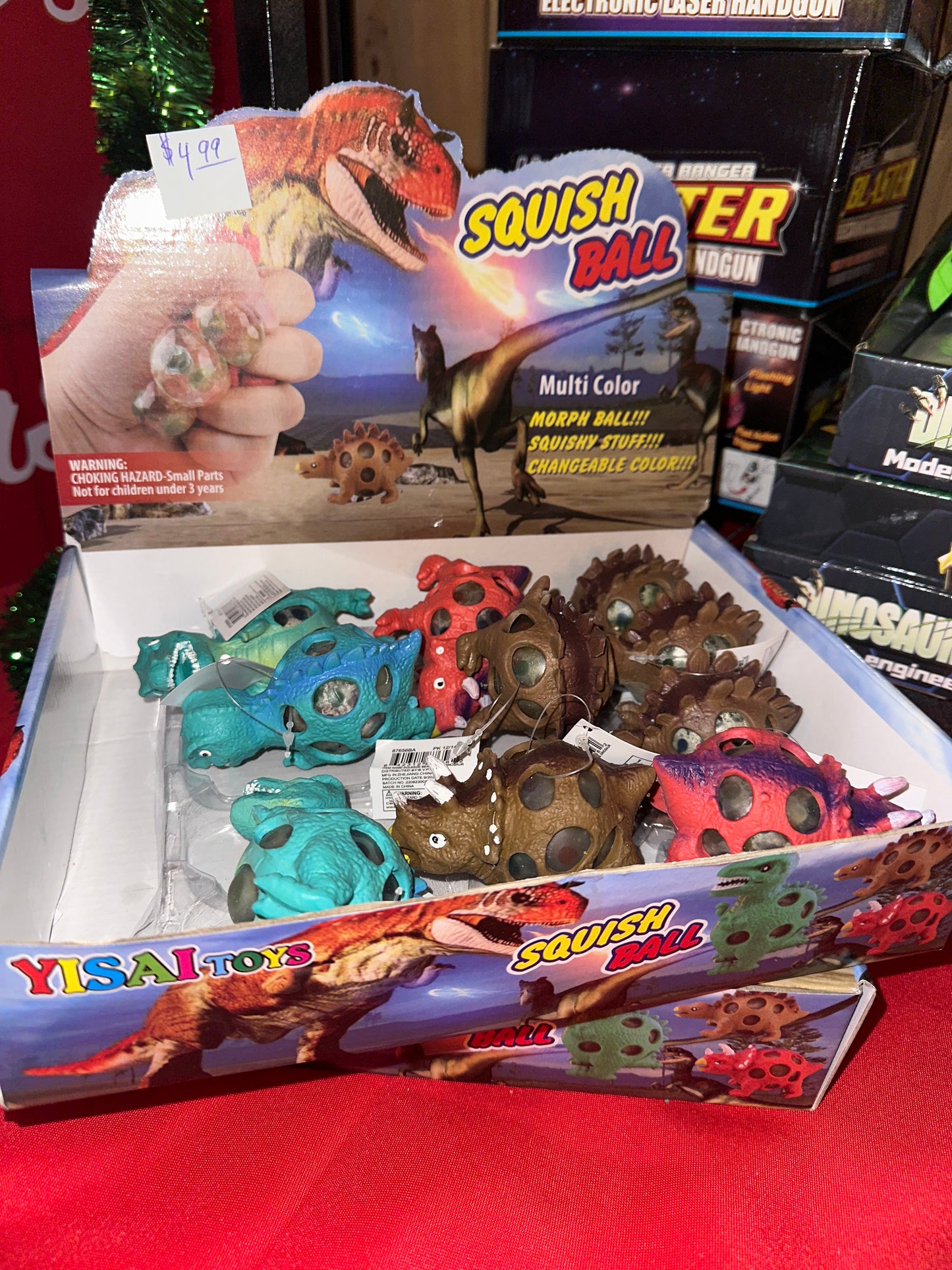 Jeanie's Multi Bead Squeeze Urchin Mesh Dinosaur 5in