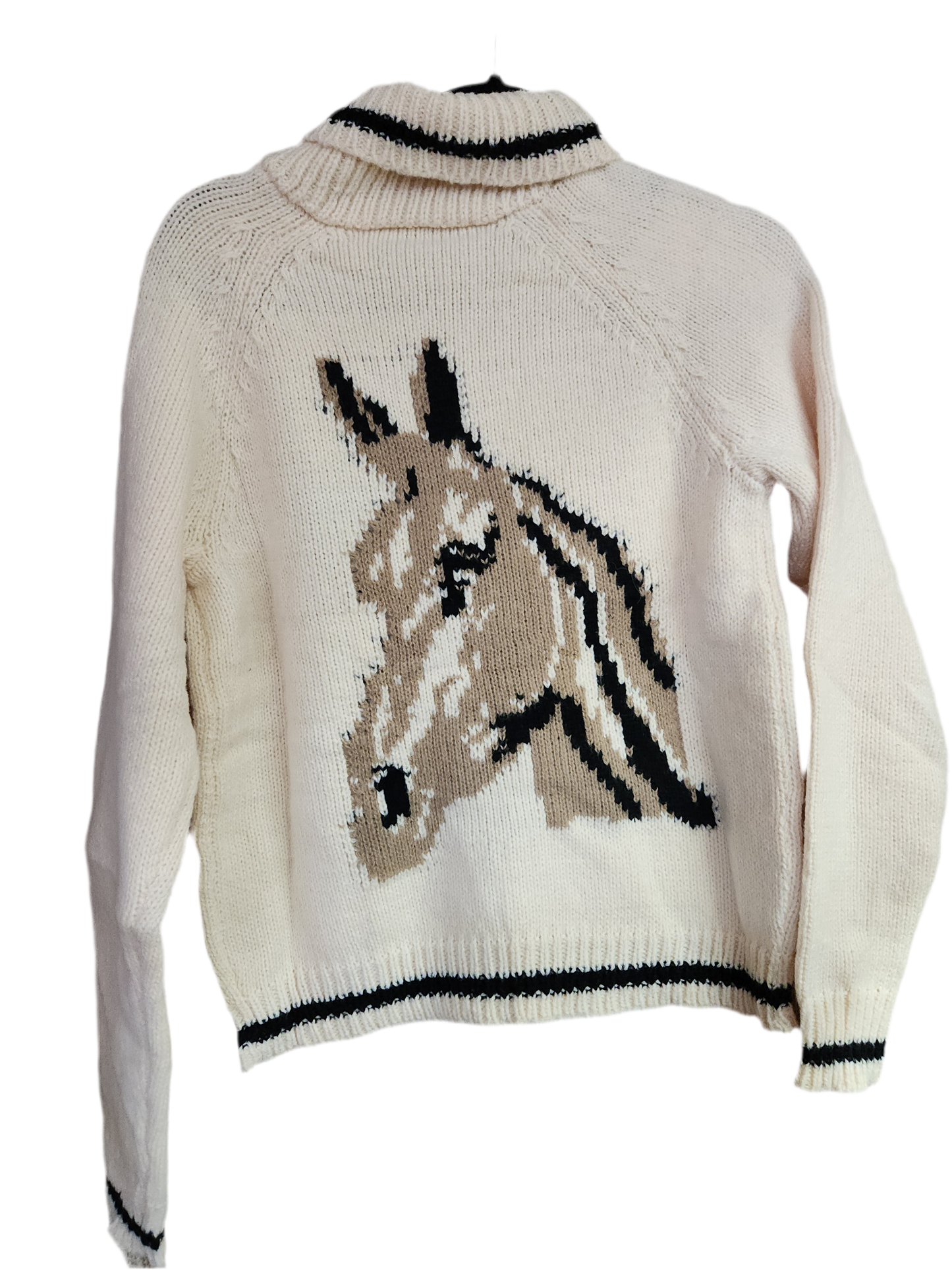 She+Sky SY9196 Long Sleeve Front Zip Horse Pattern Sweater Jacket