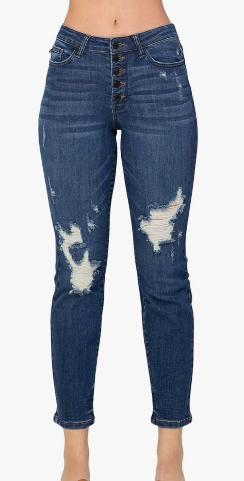 JB88526 BOYFRIEND FIT HW ZIGZAG BUTTON FLY