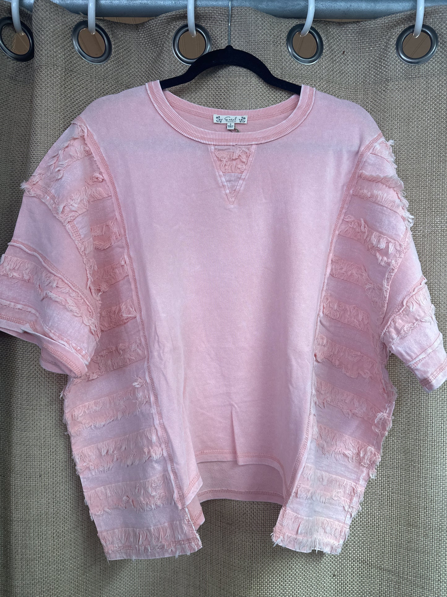 ET72057 Coral Short Fray Contrast with Washed Terry