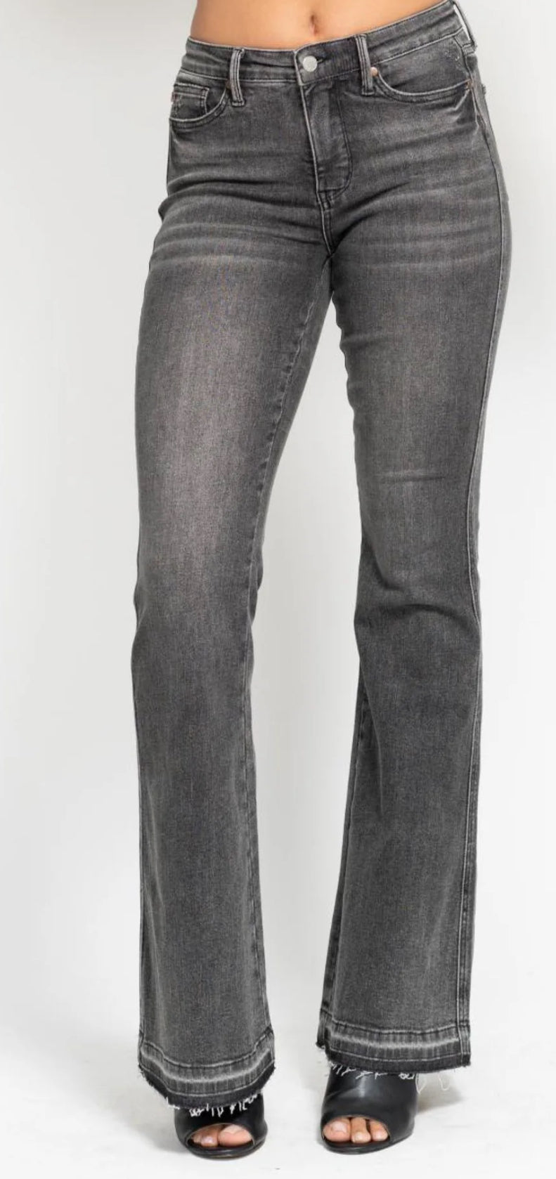 JB 88880 MR TUMMY CONTROLWASHED GRAY RELEASE HEM FLARE