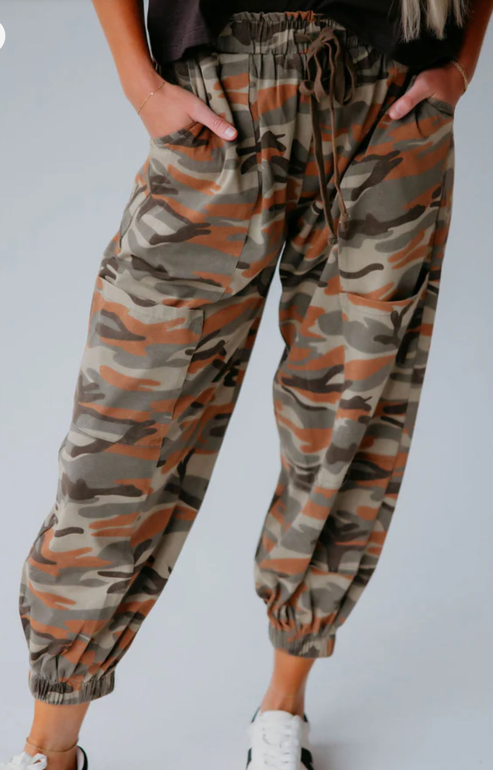 Easel-EB56879-Camouflage Print Washed Pants-Olive Grey