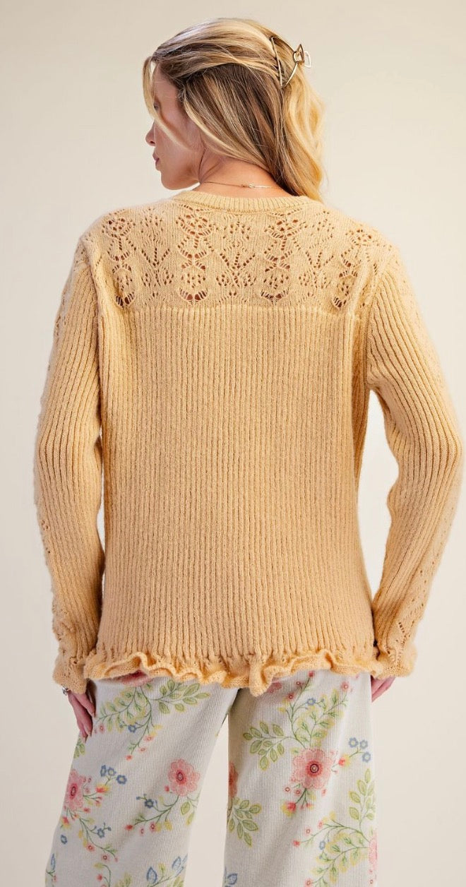 Easel ET19114 HONEY MUSTARD KNITTED SWEATER CARDIGAN