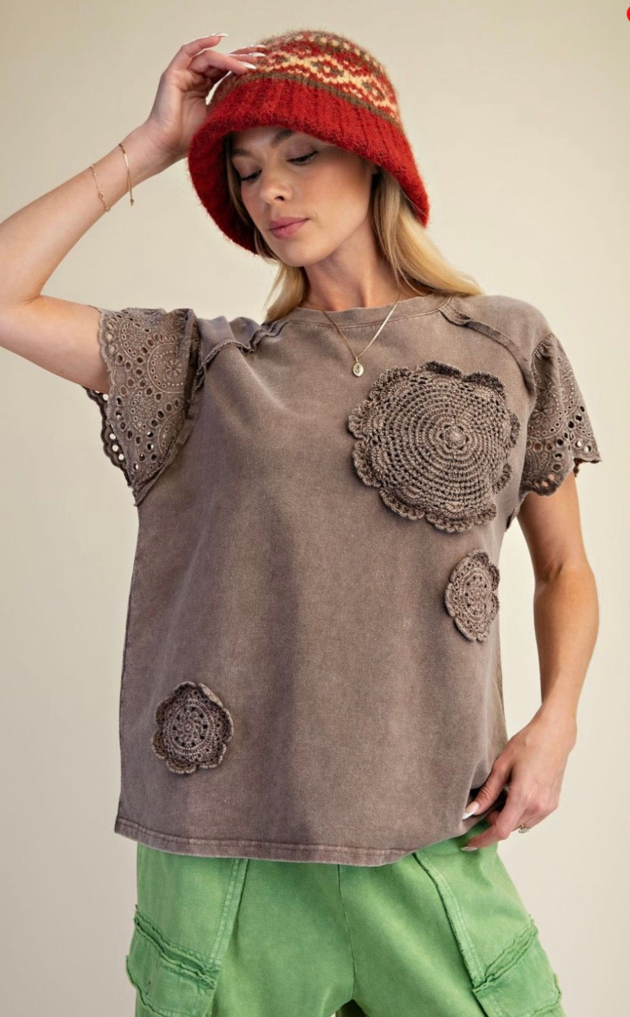 EASEL ET19027 Lace Sleeve Crochet Patch