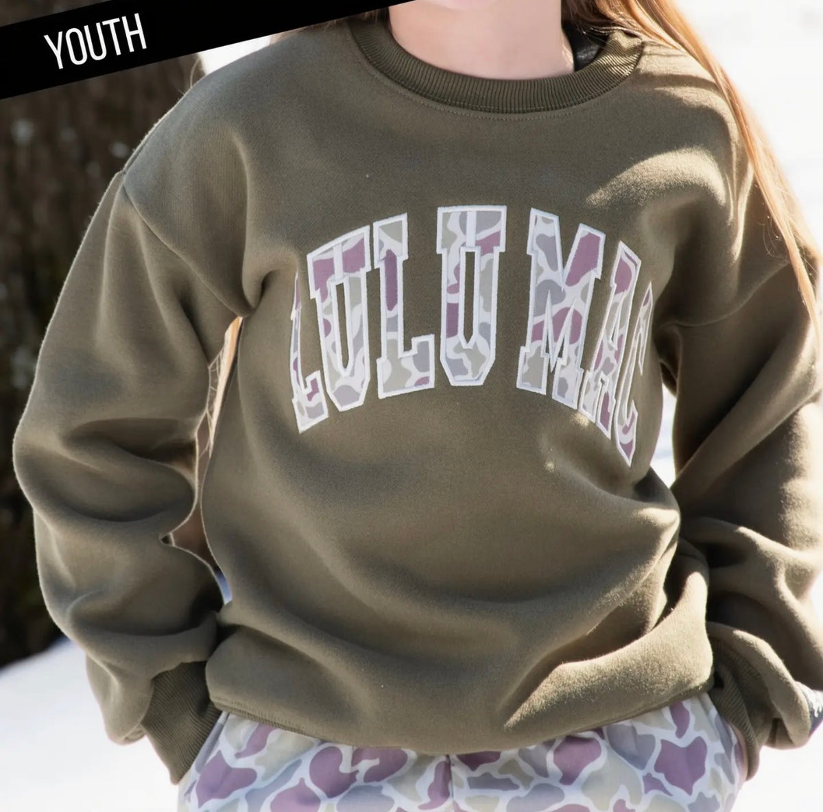 LULU MAC Kids Camo Green Sweatshirt