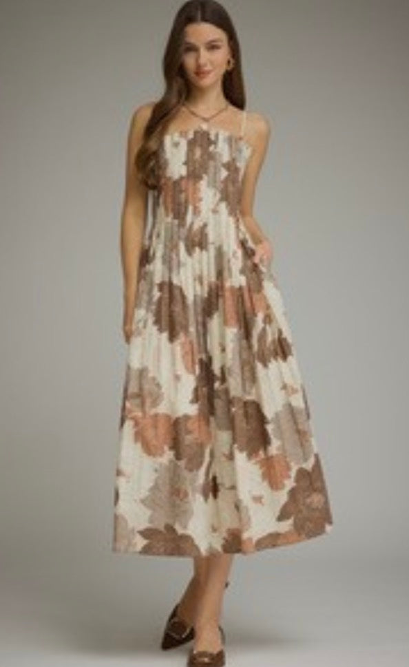 Entro D33236 Mocha Floral Dress