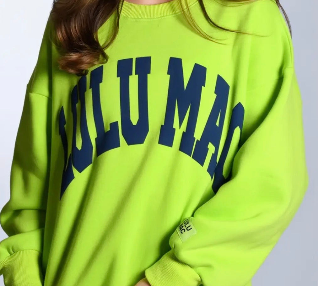 LULU MAC Chartruese/Deep Blue Puff Sweatshirt