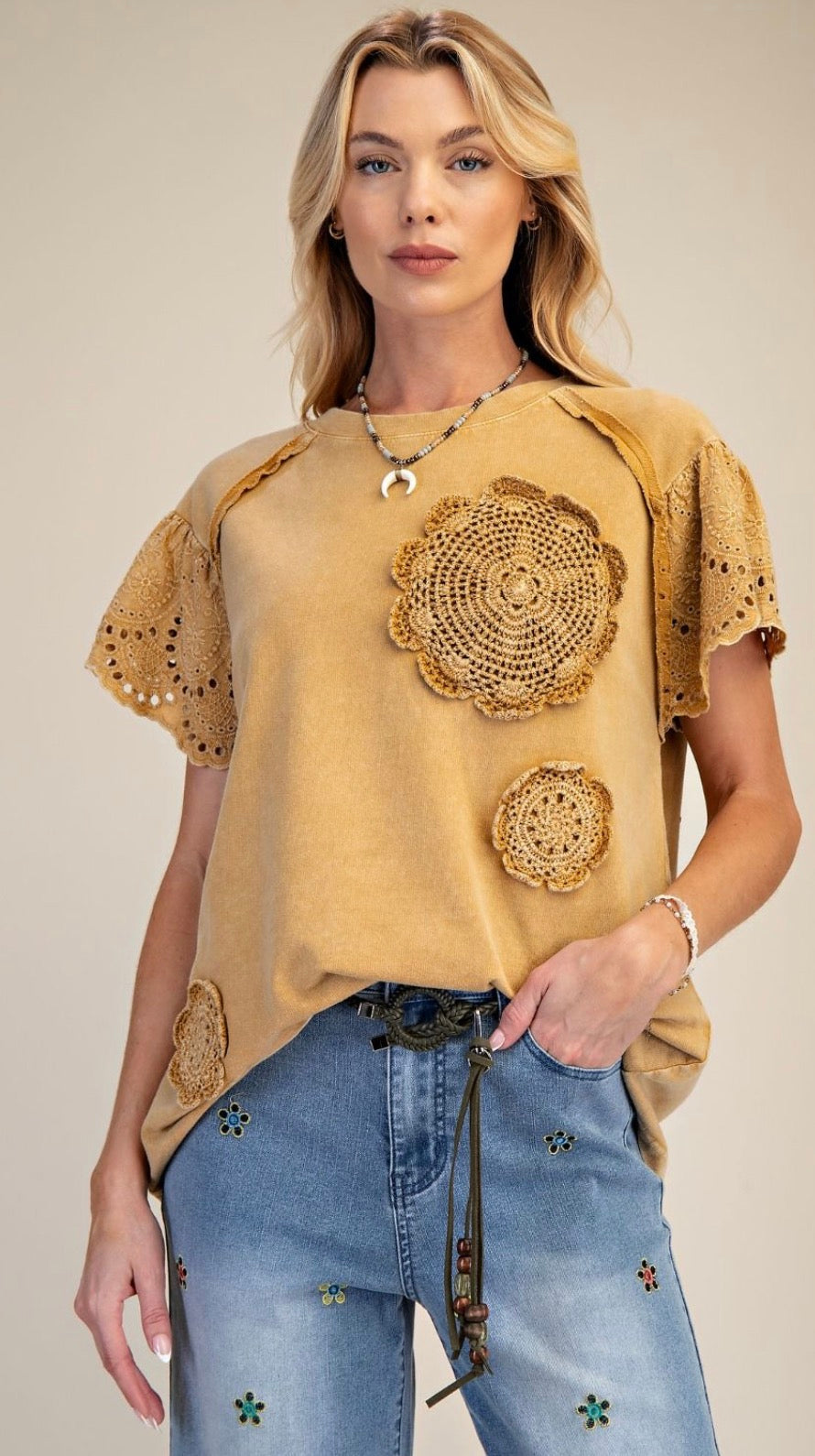 EASEL ET19027 Lace Sleeve Crochet Patch