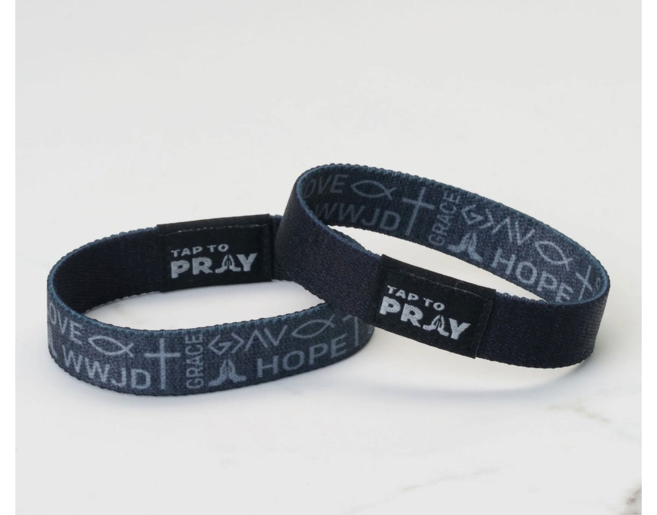 Tap to Pray Wristband- Symbols of Faith - Grey