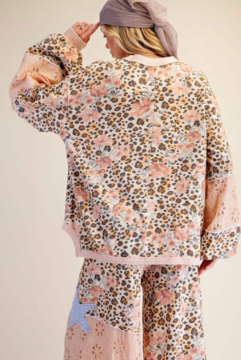 Easel ET30340 ANIMAL / FLORAL PRINT PULLOVER DESIGN