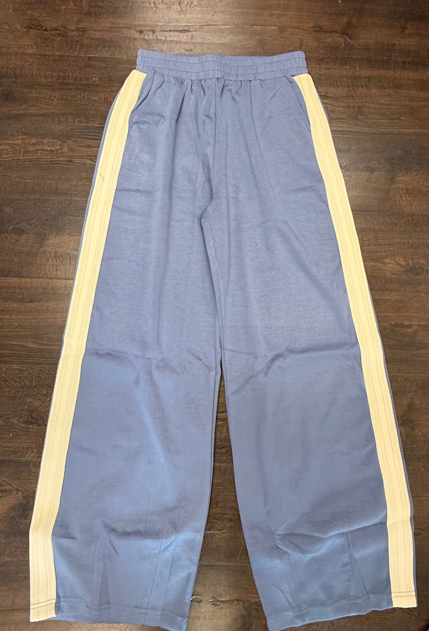 She+Sky SY7375-P Dusty Blue Scuba Long Pants with Contrast