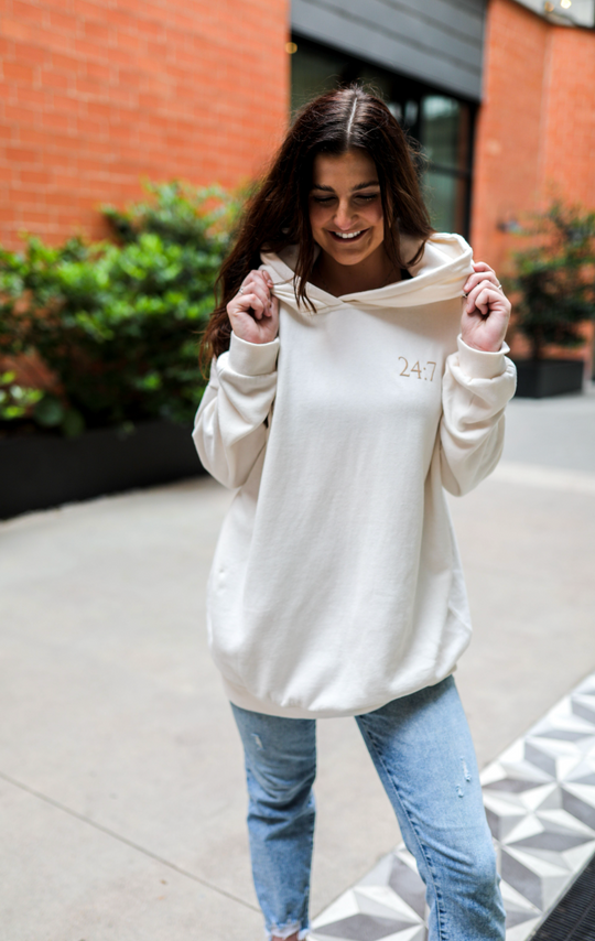 JLB-Best Version Of Myself (Cream) - "My Go To" Oversized Sweatshirt / Hoodie