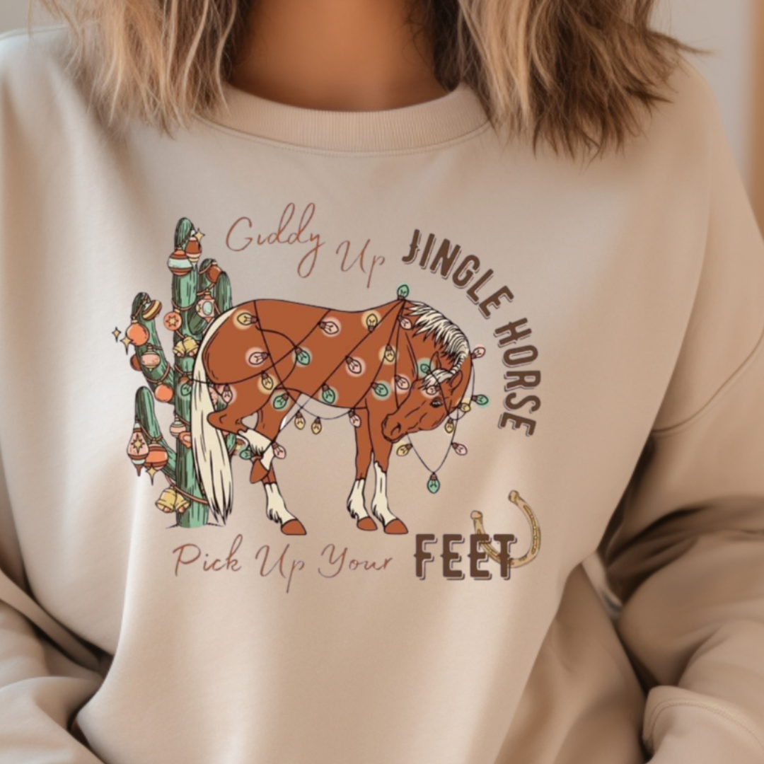 Giddy up Jingle Horse Christmas Holiday Sweatshirt