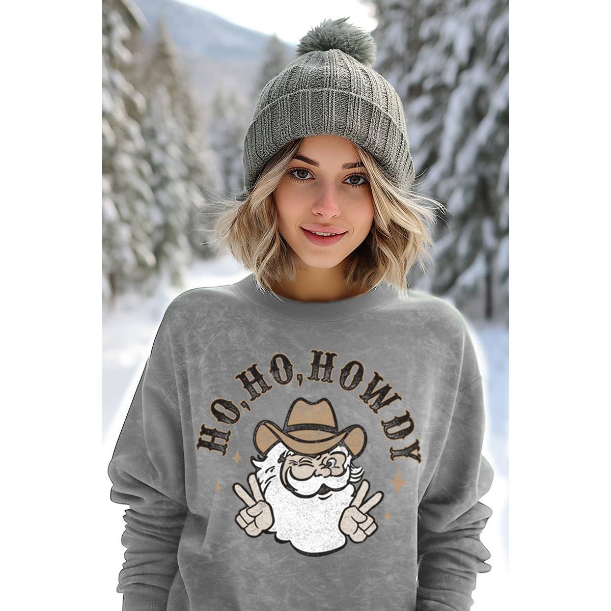 HO HO HOWDY MINERAL GRAPHIC SWEATWHIRTS