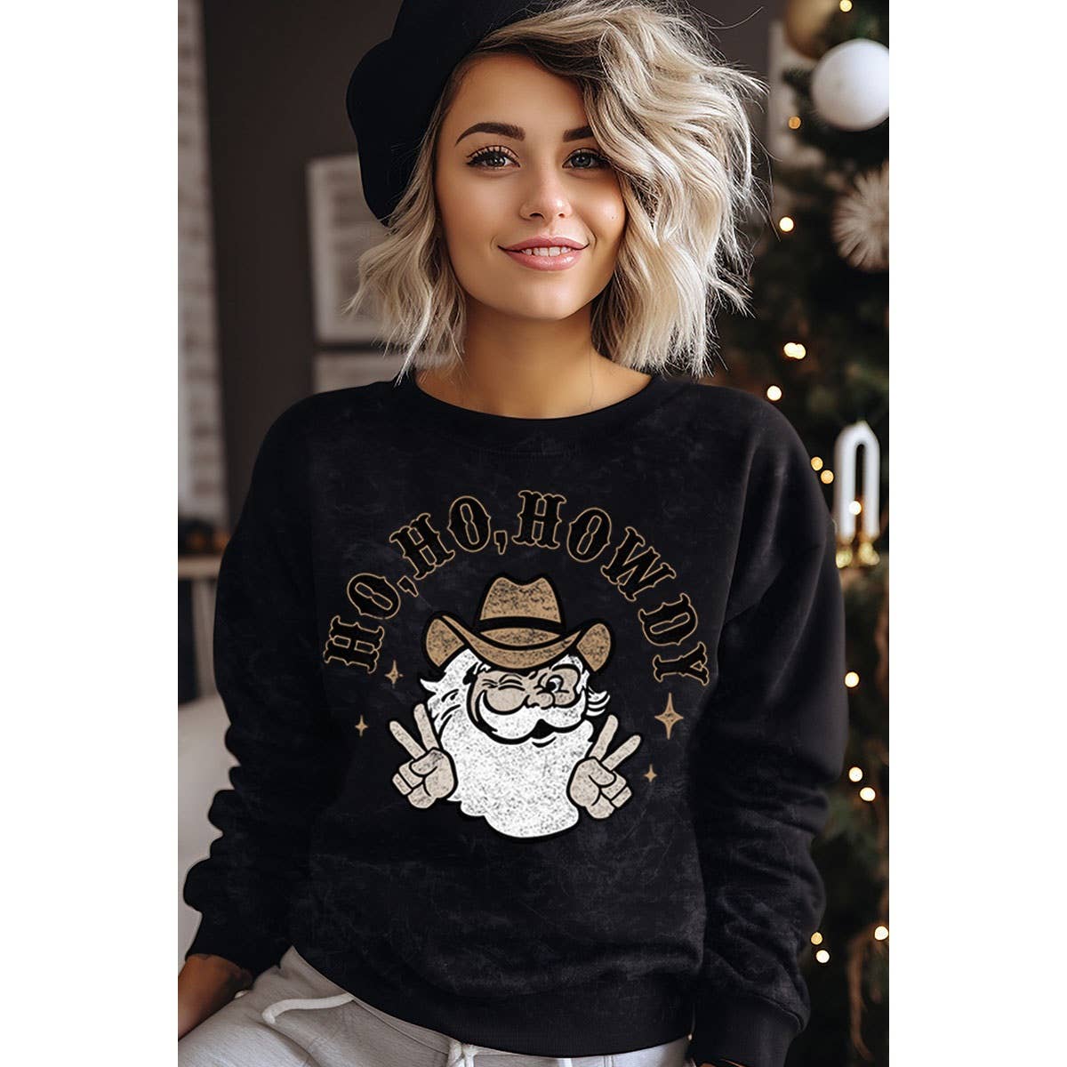 HO HO HOWDY MINERAL GRAPHIC SWEATWHIRTS