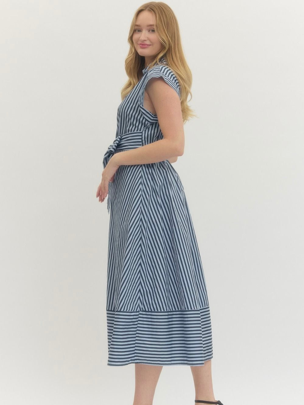 Entro D29576 Navy Striped Dress