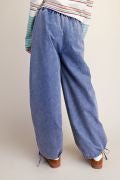 EASEL EB58218 WASHED DENIM JACQUARD PRINT MIX WASHED TWILL PANTS