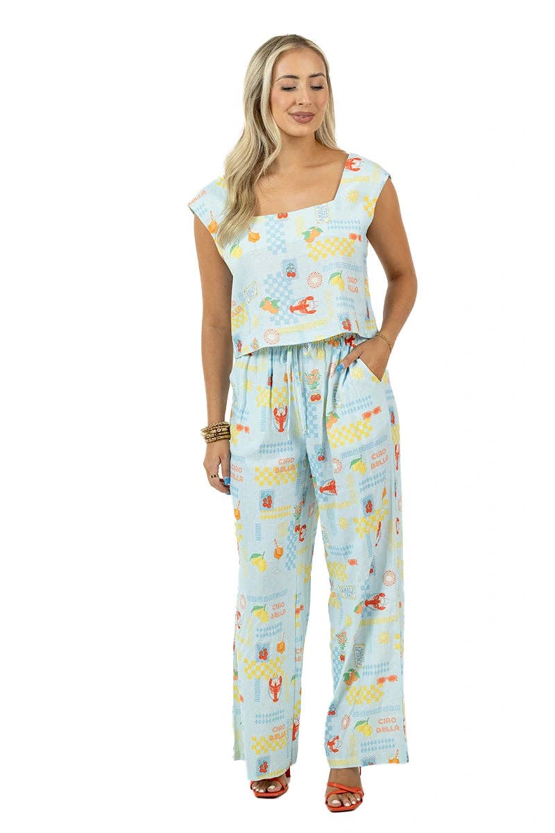 Light Blue Italian Summer Matching Sets Women