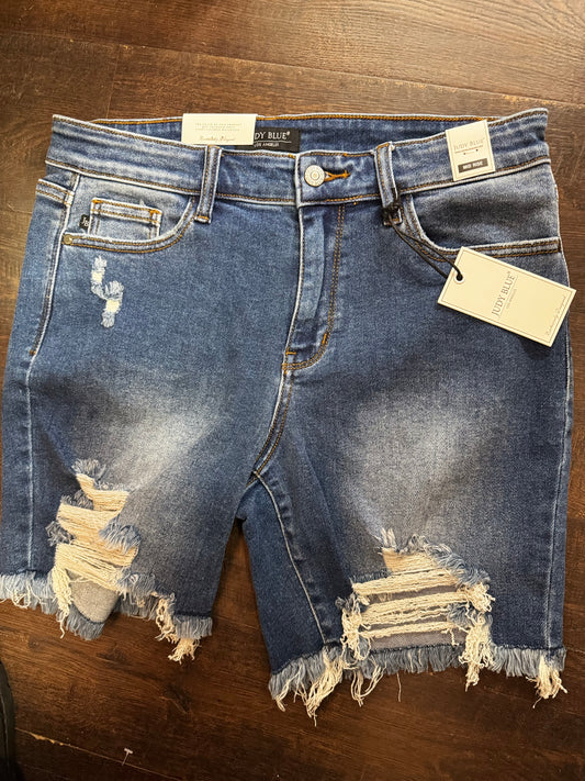 JB 15280 MR Destroy Fray Hem Shorts