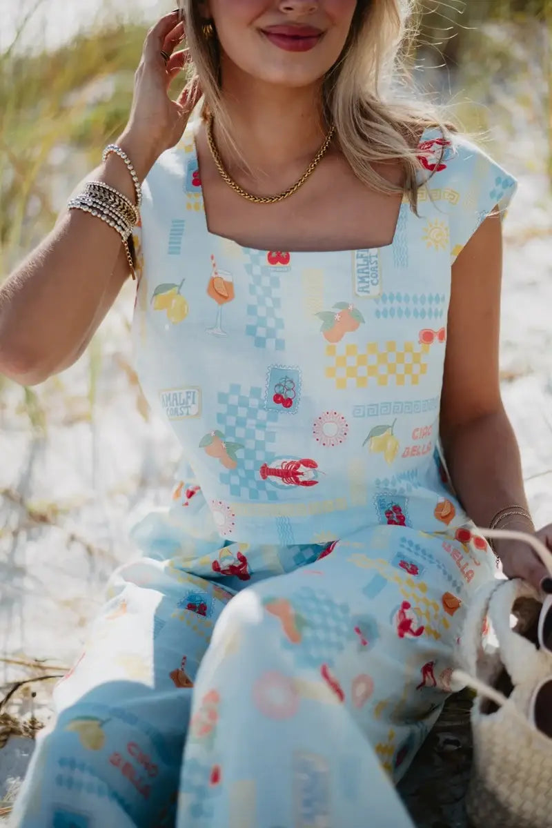 Light Blue Italian Summer Matching Sets Women