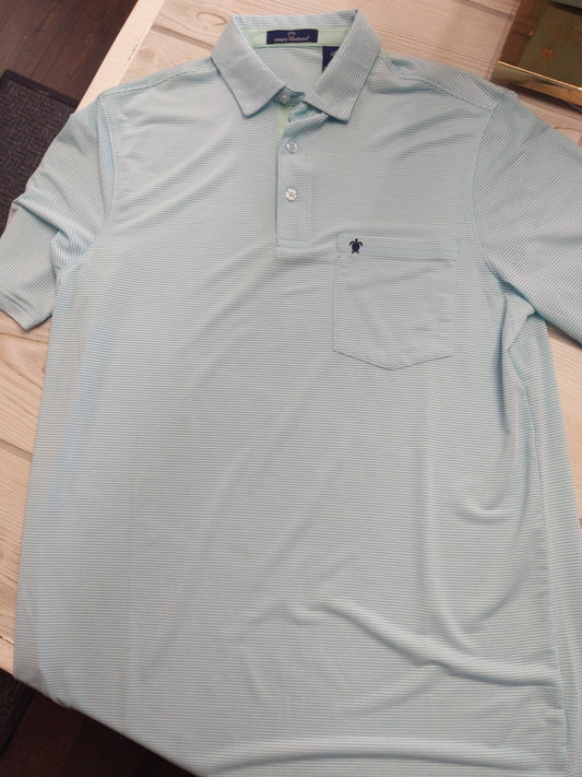 1000 MENS POLO AQUA STRIPE SS