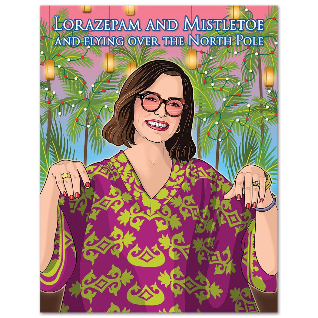 White Lotus Lorazepam and Mistletoe Holiday Christmas Card