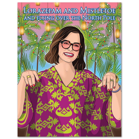 White Lotus Lorazepam and Mistletoe Holiday Christmas Card