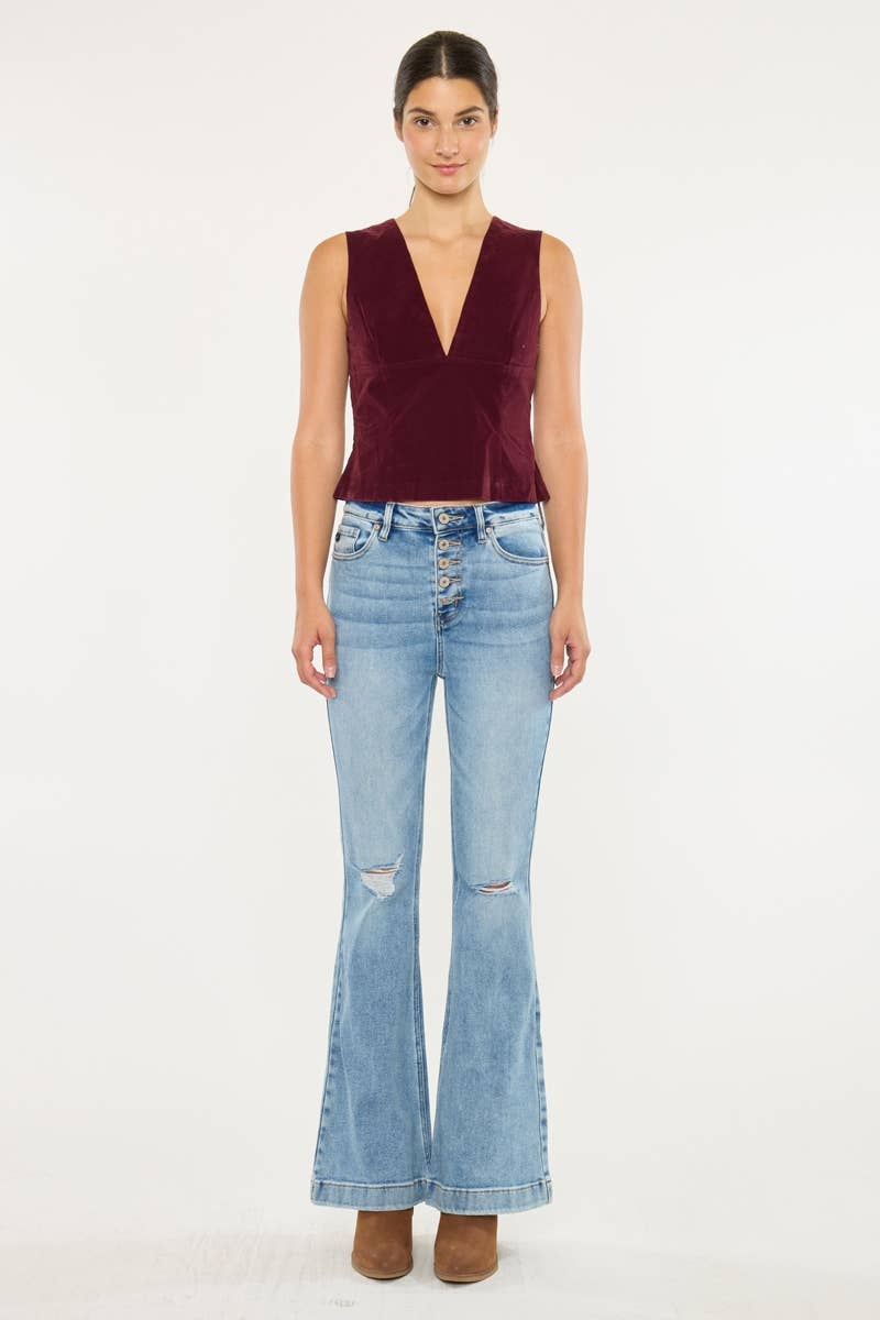 KC8596L-PT PETITE HIGH RISE TROUSER FLARE JEANS