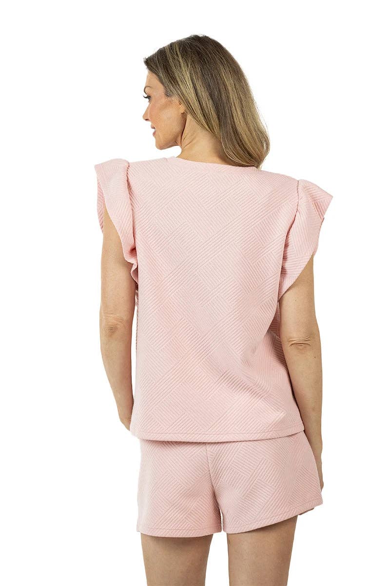 Light Pink Jacquard Cute Two Piece Sets