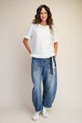 EASEL ET29433 IVORY SHORT SLVS KNITTED SWEATER