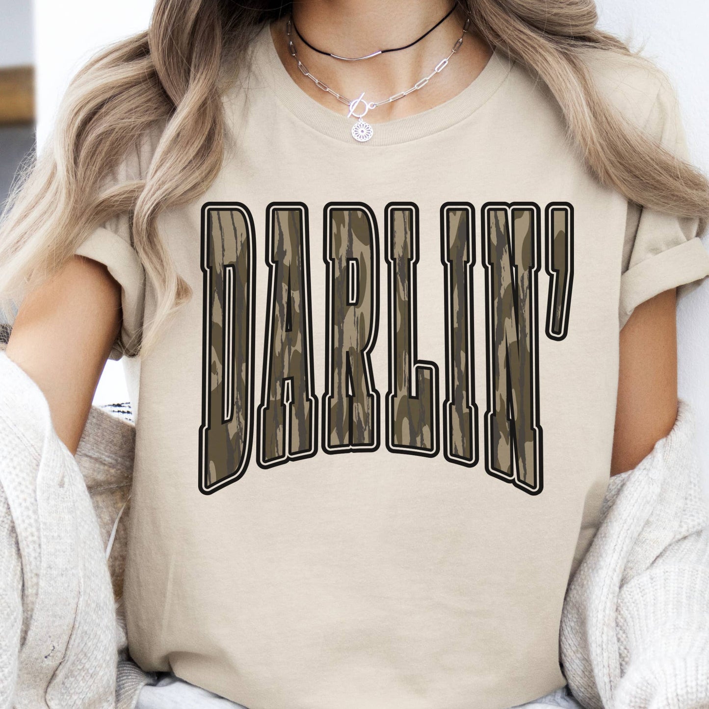 Camouflage Darlin' Western Vintage camo Print Graphic Tee