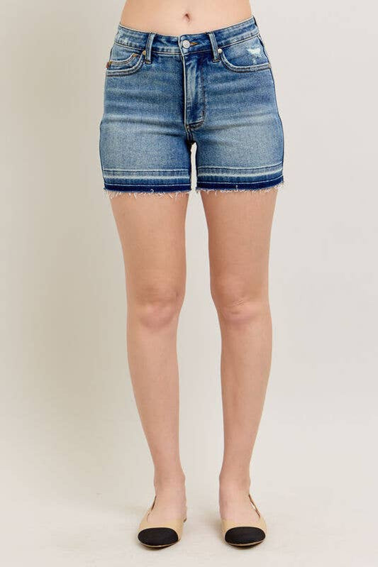 150299 Mid-Rise Tummy Control Vintage Wash Shorts