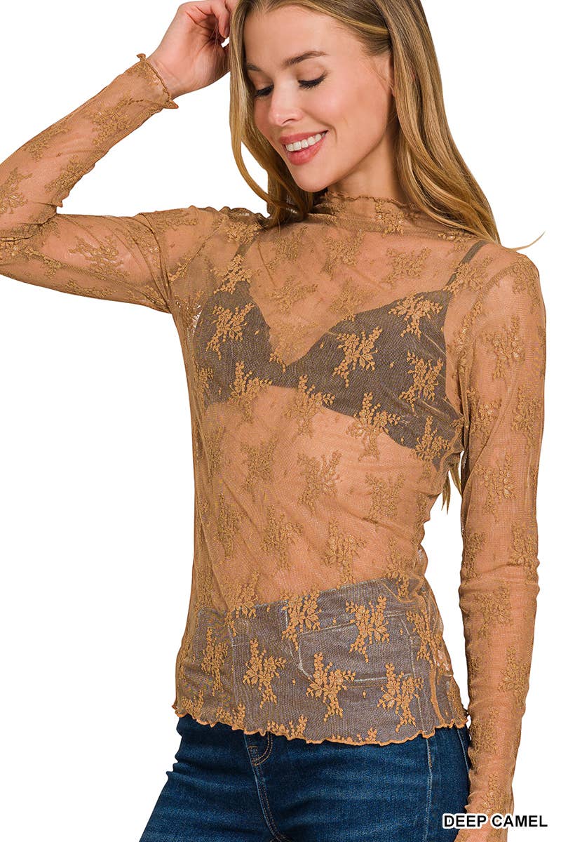 , Lace See Through Layering Top