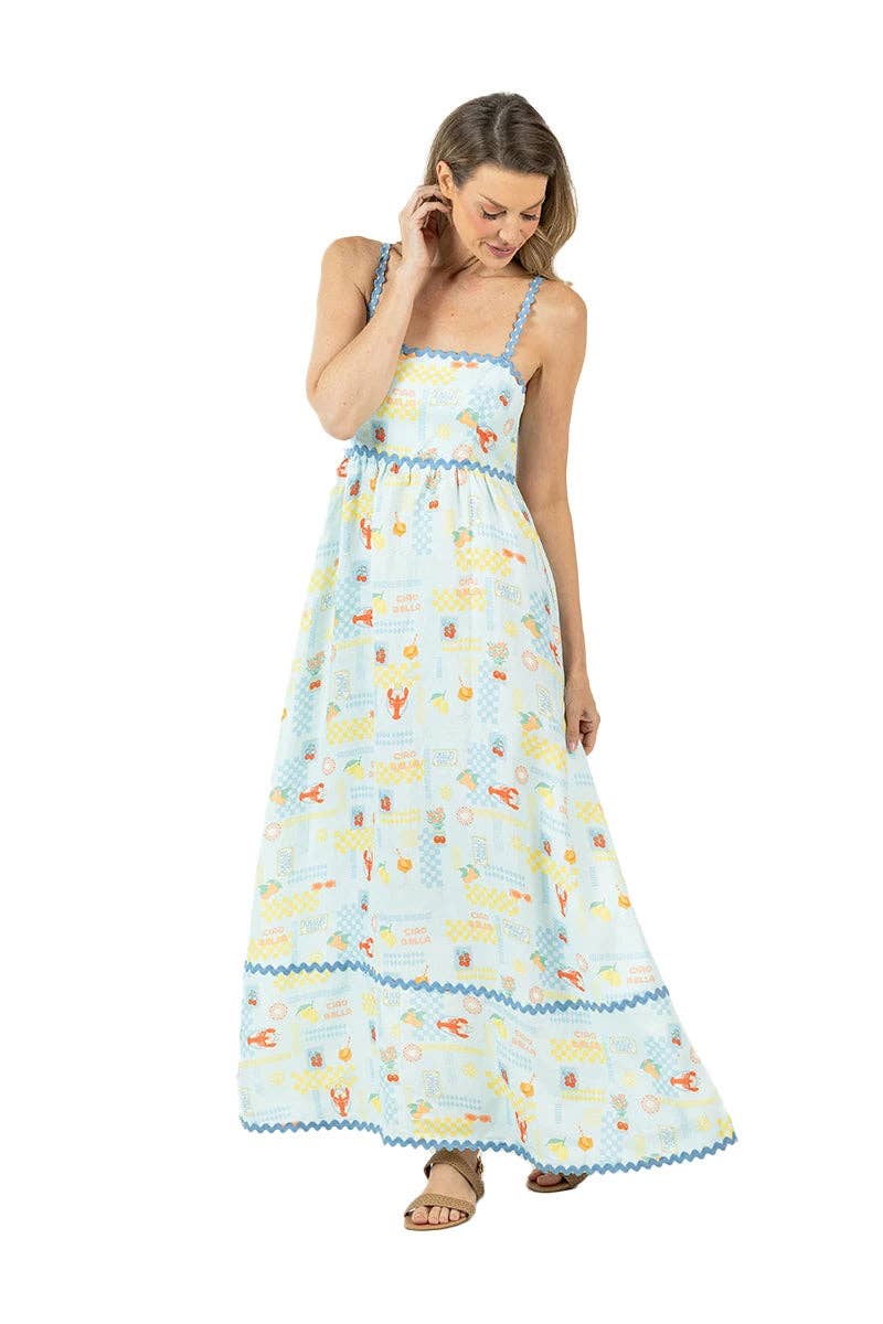 Italian Summer Maxi Dress (Light Blue)