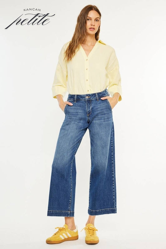 PETITE  MID RISE TROUSER WIDE LEG-KC70098M-PT