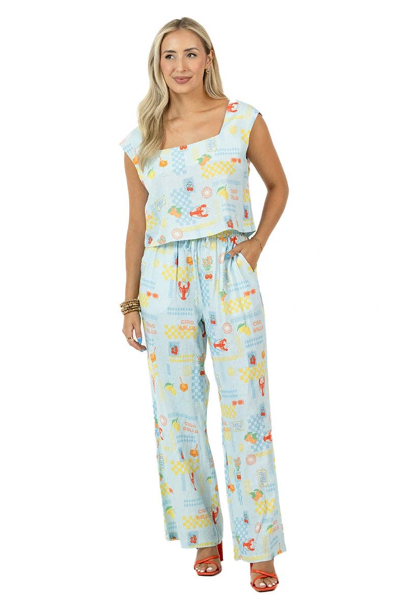 Light Blue Italian Summer Matching Sets Women