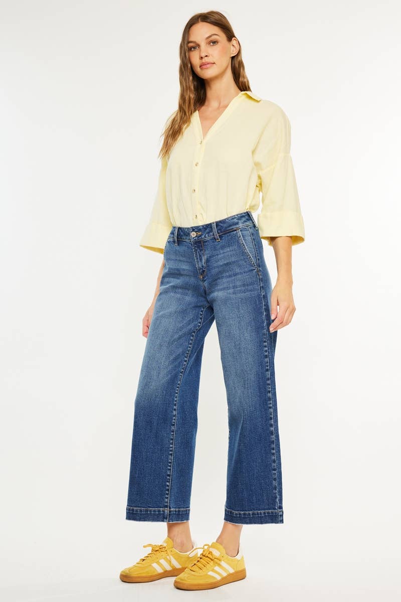 PETITE  MID RISE TROUSER WIDE LEG-KC70098M-PT