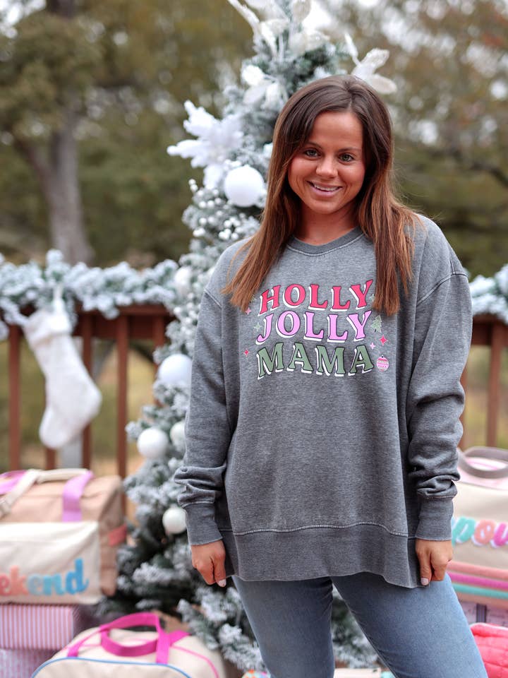JLB Holly Jolly Mama Burnout Sweatshirt