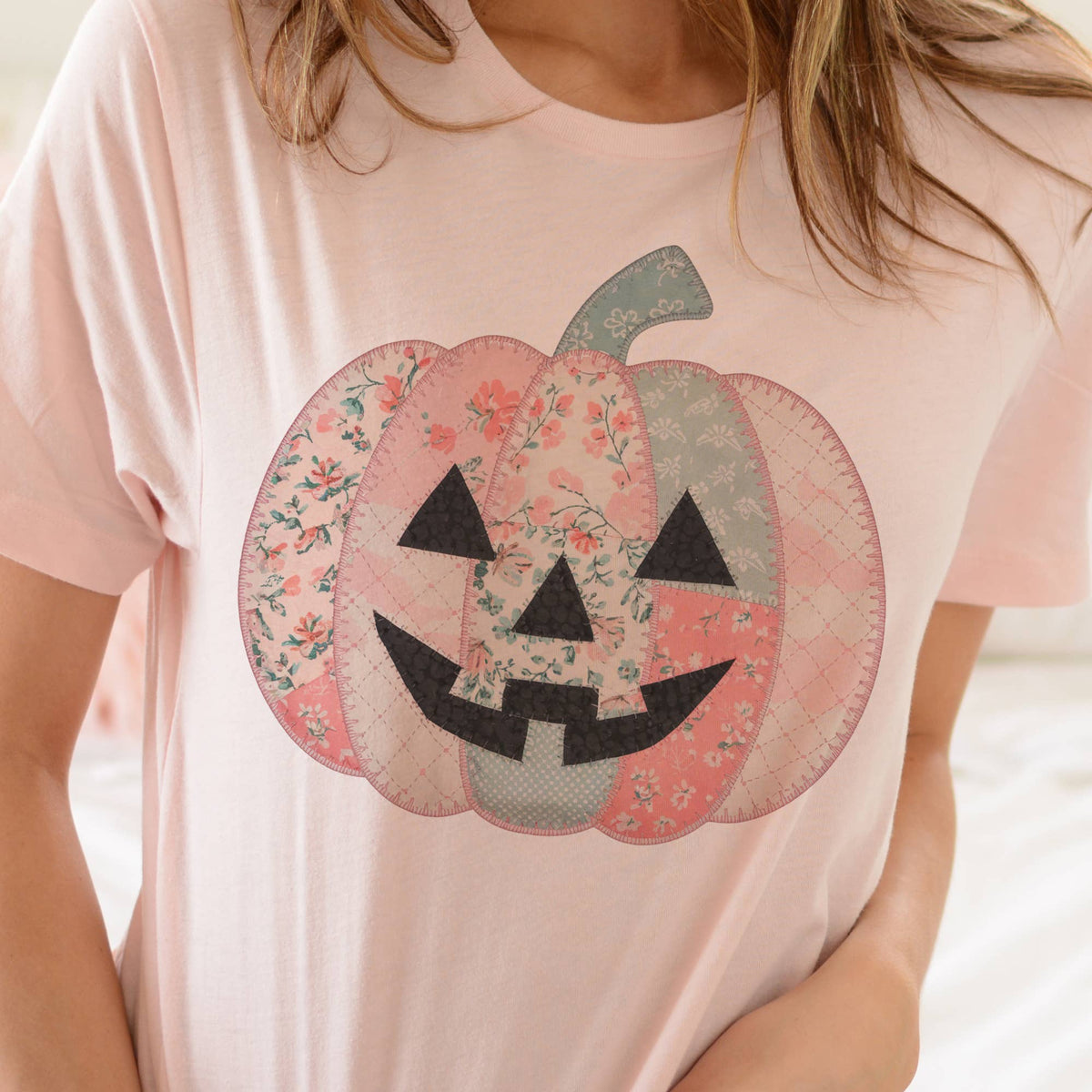 Preppy Pumpkin Jack-O-Lantern Halloween Fall Graphic Tee