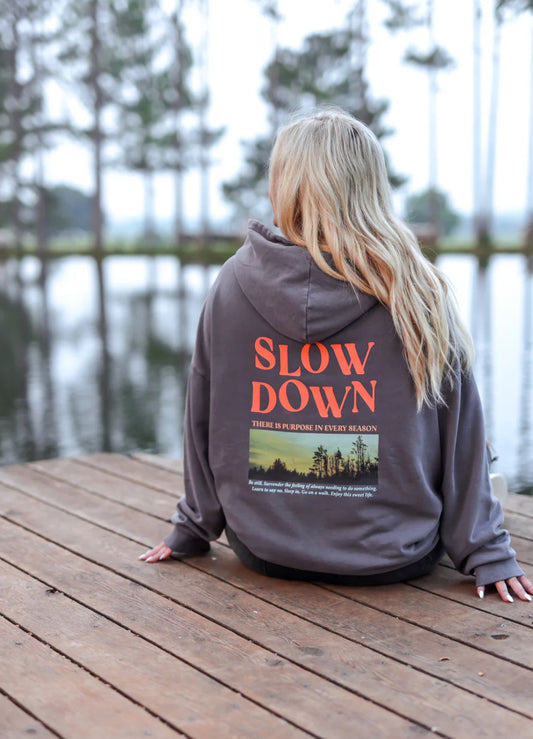 JLB-SLOW DOWN- CHARCOAL-OVERSIZED HOODIE