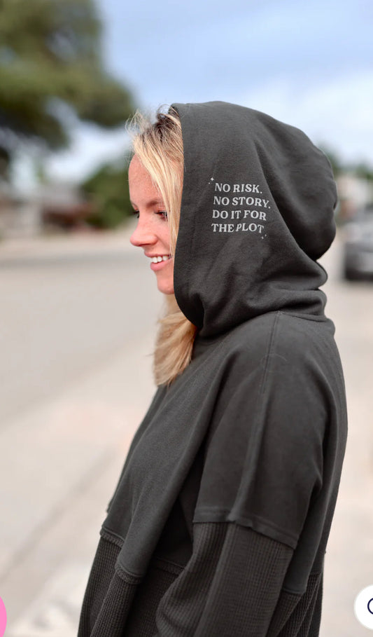 JLB-HIDDEN MESSAGE WAFFLE HOODIE-NO RISK NO STORY-MIDNIGHT